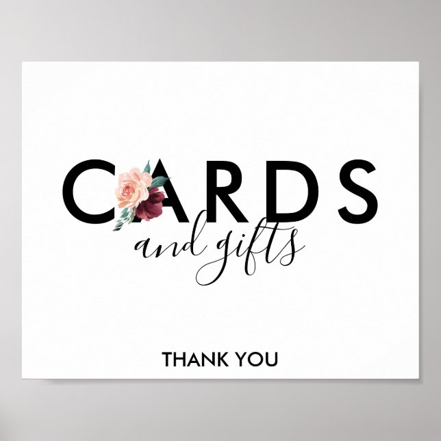 Affiche Lettres de fleurs | Cartes et Cadeaux Maroon Signe (Devant)