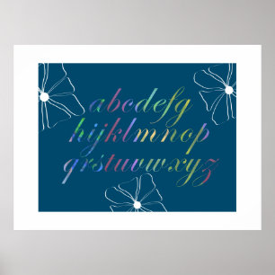 Affiche Lettres de l'alphabet colorées Art en ligne floral