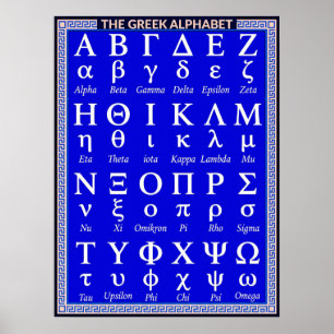 Affiche Lettres de l'alphabet grec dans l'ordre Bleu est
