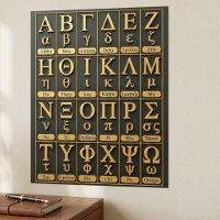 Lettres de l'alphabet grec doré Prononciation dans