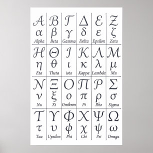 Affiche Lettres de l'alphabet grec manuscrites Calligrap