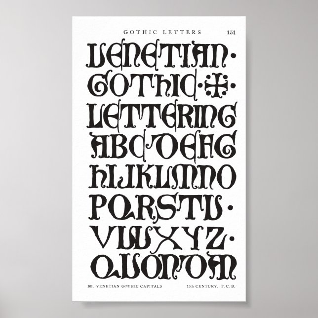 Affiche Lettres gothiques Typographie Imprimer (Devant)