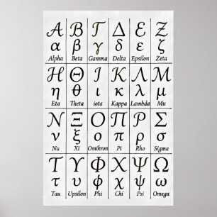 Affiche Lettres grecques manuscrites Alphabet grec cursi