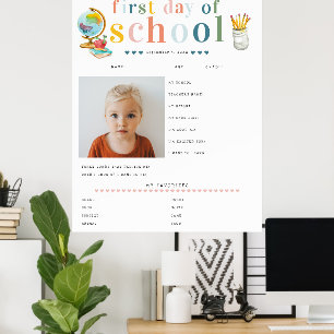 Affiche Lettres Joyeuses Modernes 1er Jour d'École