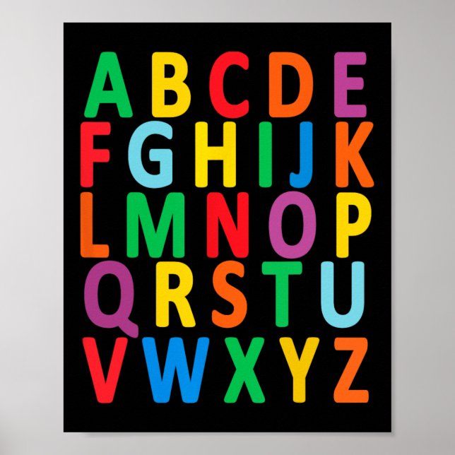 Affiche Lettres Majuscules Colorées Alphabet Apprendre Abc (Devant)