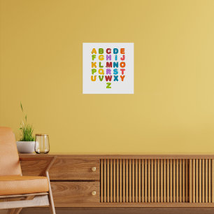 Affiche Lettres Mignonnes Alphabet Amusant d'Apprentissage