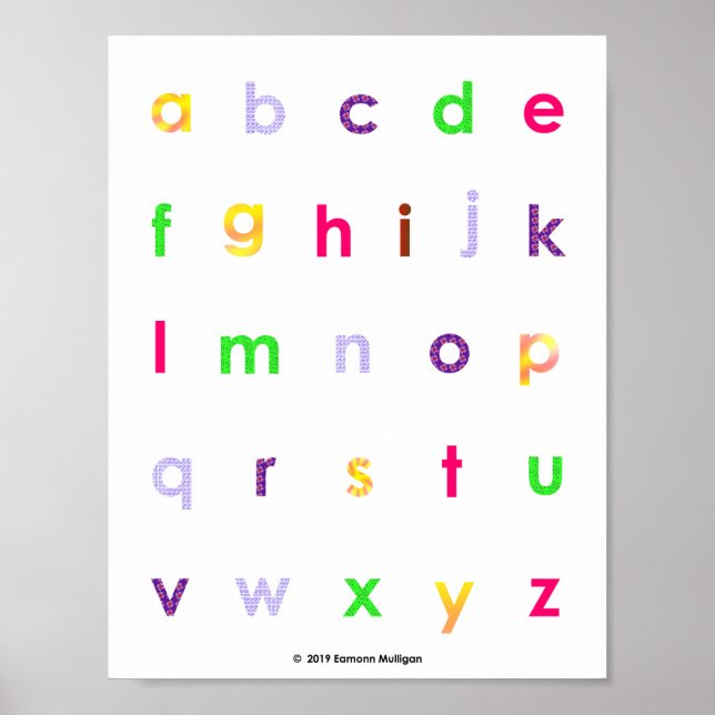 Affiche Lettres minuscules de l'alphabet (Devant)