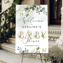 Lettres or baby shower vert signe de bienvenue