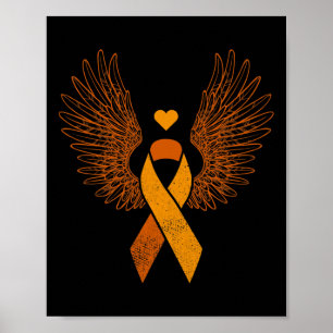 Affiche Léucémie à ruban orange ailé