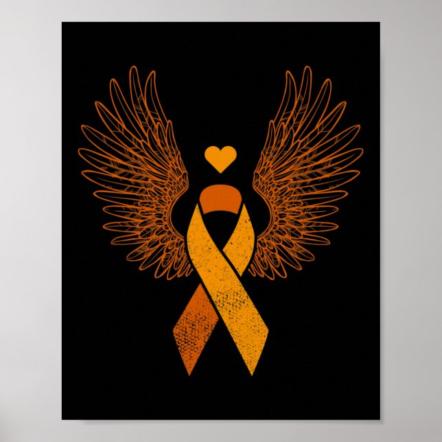 Affiche Léucémie à ruban orange ailé (Devant)