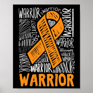Affiche Leucémie Cancer du Sang Guerrier Orange Ribbon Lau