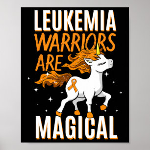 Affiche Leucémie guerrier Magique Unicorne Orange Ruban He