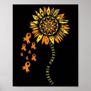 Affiche Leucémie Guerrier Orange Ribbon Fleur Leukémie Awa