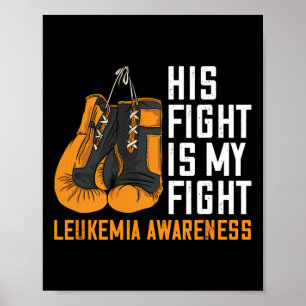 Affiche Leucémie Mon combat Boxe Orange Ribbon Leucémie Aw