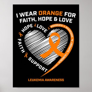 Affiche Leucémie orange Conscience Foi Espoir Amour Christ