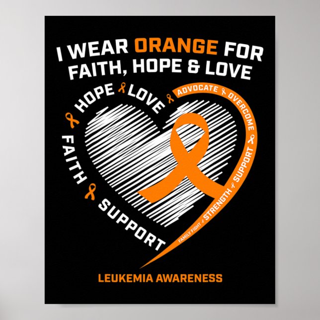 Affiche Leucémie orange Conscience Foi Espoir Amour Christ (Devant)