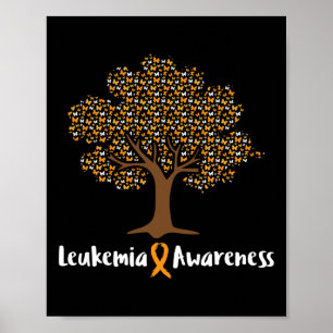 Affiche Leucémie Sensibilisation Arbre Orange Ribbon Cance