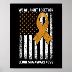 Affiche Leucémie Sensibilisation Orange Ruban Usa Drapeau