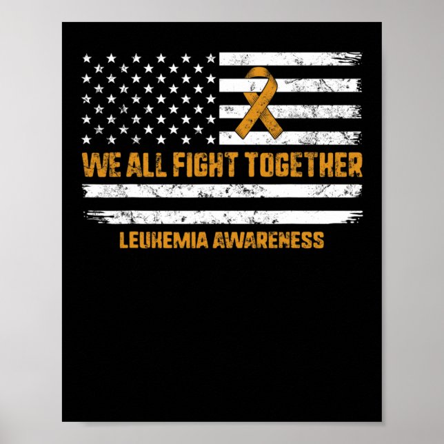 Affiche Leucémie Sensibilisation Orange Ruban Usa Drapeau  (Devant)