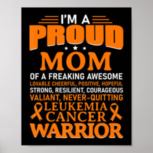 Affiche Leukemia Cancer Awareness Survivor Orange Ribbon M