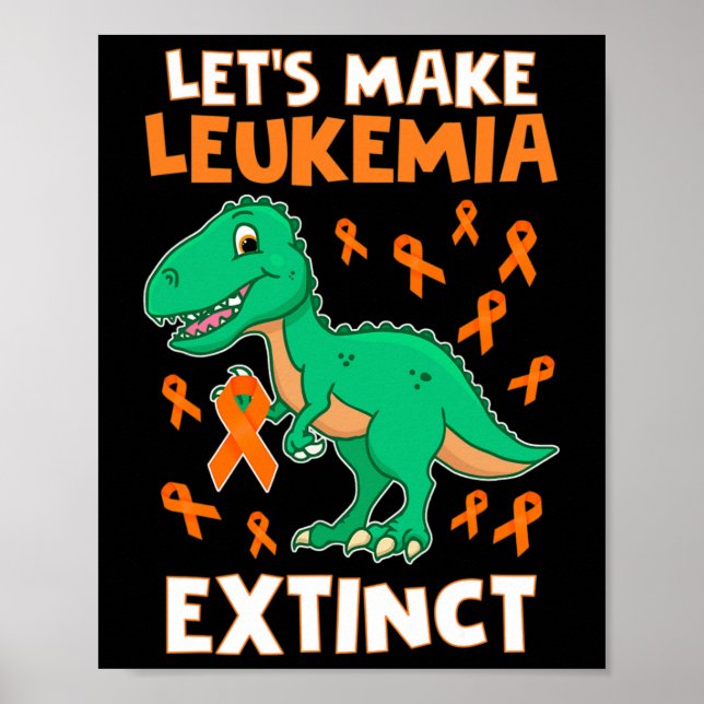 Affiche Leukemia Dinosaur Orange Ribbon Hématologue Repti (Devant)