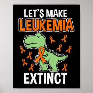 Affiche Leukemia Dinosaur Orange Ribbon Hématologue Repti