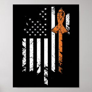Affiche Leukémie Cancer Sensibilisation Vintage US Drapeau