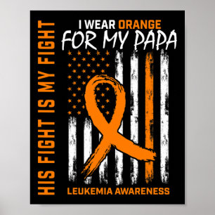 Affiche Leukémie Orange Cancer Awareness Papa American Fla