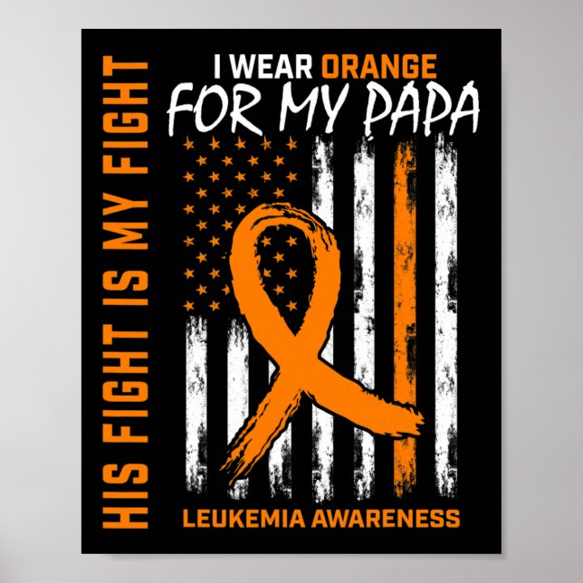 Affiche Leukémie Orange Cancer Awareness Papa American Fla (Devant)