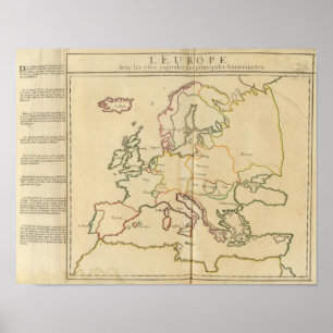 Affiche L'Europe et villes importantes