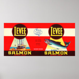 Affiche Levee Brand Saumon Étiquette - Seattle, WA