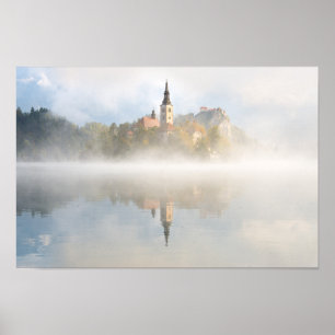 Affiche Levée de soleil de Foggy au lac Bled