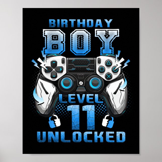 Affiche Level 11 Unlocked Video Gamer 11th Birthday Boys  (Devant)