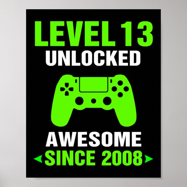 Affiche Level 13 Unlocked Awesome 2008 Video Game 13th Bir (Devant)