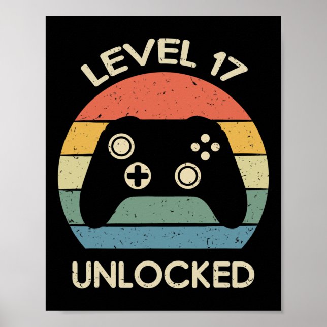 Affiche Level 17 Unlocked 17th Gaming Birthday Controller  (Devant)
