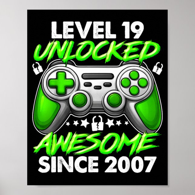Affiche Level 19 Unlocked 19 Year Old Boys 19th Birthday B (Devant)