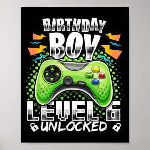 Affiche Level 6 Vidéo Game 6th Birthday Gamer Gif