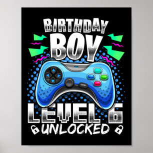 Affiche Level 6 Vidéo Game 6th Birthday Gamer Gif