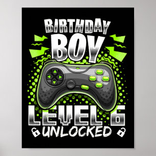 Affiche Level 6 Vidéo Game 6th Birthday Gamer Gif