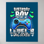Affiche Level 8 Unlocked Video Game 8th Birthday Gamer<br><div class="desc">Level 8 Unlocked Video Game 8th Birthday Gamer Gift Boys Gift. Perfect gift for your dad,  mom,  papa,  men,  women,  friend and family members on Thanksgiving Day,  Christmas Day,  Mothers Day,  Fathers Day,  4th of July,  1776 Independent day,  Veterans Day,  Halloween Day,  Patrick's Day</div>