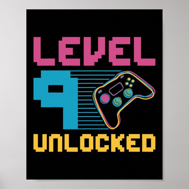 Affiche Level 9 Unlocked Gaming Birthday 1  (Devant)
