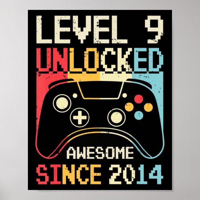 Affiche Level 9 Video Game 9th Birthday Gamer Boy (Devant)
