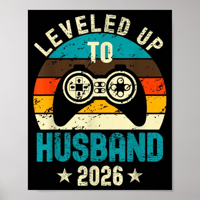 Affiche Leveled Up To Husband 2026 Newlywed Groom Just Mar (Devant)