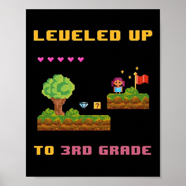 Affiche Levelup 3e Grade Ck To School Shirt Funny Gam (Devant)
