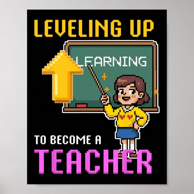 Affiche Levelup Enseignant Ck À L'École Amusante Gamer Fil (Devant)