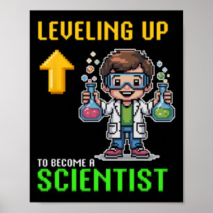 Affiche Levelup Scientist Ck To School Funny Gamer Boy