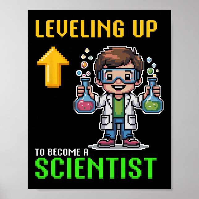 Affiche Levelup Scientist Ck To School Funny Gamer Boy (Devant)