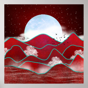 Affiche Lever de lune rouge