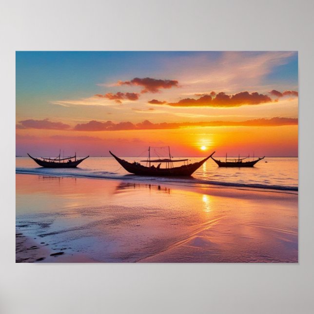 Affiche Lever de soleil à Al Wakrah Beach - Qatar (Devant)