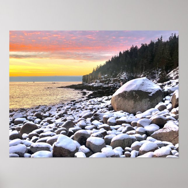 Affiche Lever de soleil à Boulder Beach à Acadia (Devant)